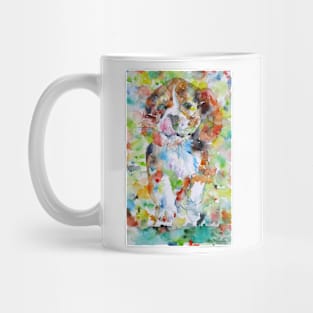 RUNNING BEAGLE PUPPY - watercolor portrait Mug